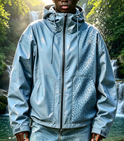 Veste imperméable réactive à l'eau Cheetah avec doublure personnalisée révélant un imprimé léopard, coupe-vent, veste à changement de couleur, polyester