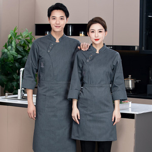 Abrigo de chef de camarero al por mayor uniforme de restaurante cómodo unisex ropa de limpieza de cocina de catering - Product Image 3