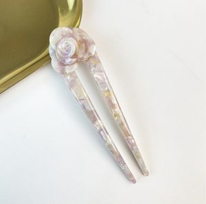 Qianjin u-şekilli çiçek asetat saç çatal kadınlar için renkli ve şık zarif saç aksesuarı - Product Image 6