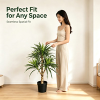 Plante artificielle en soie à toucher réel, Liriope variegata en pot, 95 cm, vert décoratif pour la décoration de bureau et d'espace de travail