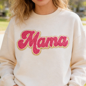 El nuevo día de <span class=keywords><strong>la</strong></span> madre caliente bordado de lentejuelas con borde dorado venta al por mayor parches de mamá hierro <span class=keywords><strong>en</strong></span> letras Mama Chenille parche para ropa - Product Image 4