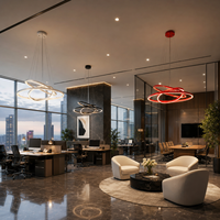 Lustre LED sculptural pour réception de bureau de direction et intérieurs commerciaux haut de gamme
