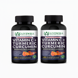 Livewell Vitamina C, Cúrcuma, Curcumina y Bioperina, 180 Tabletas, Paquete Doble, Apoyo Inmunológico - Product Image 2