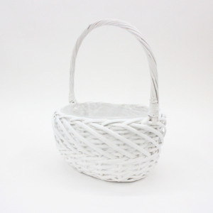 <span class=keywords><strong>Petit</strong></span> <span class=keywords><strong>panier</strong></span> de fleurs fait main <span class=keywords><strong>en</strong></span> saule naturel de style frais <span class=keywords><strong>blanc</strong></span> ovale - Product Image 2