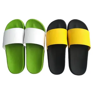 Bán Buôn Tùy Chỉnh Logo Của Bạn Đen PU Trượt Dép, Nhà Máy Giá Đồng Bằng Sandal, Đen Trống Thăng Hoa Slides Cho Phụ Nữ Và Nam Giới