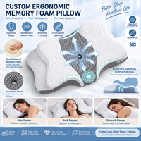 Oreiller ergonomique personnalisé en mousse à mémoire de forme à rebond lent, qualité usine, zéro pression, soutien cervical non compressible