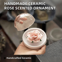 Porte-encens en céramique fait main en forme de rose, ornement d'aromathérapie, 7,9 cm, décoration de table pour bureau, maison, cadeau d'anniversaire