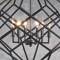 Lampe de bar Tesseract de design industriel pour chambre à coucher salon salle à manger lustre finition laiton suspension cube géométrique