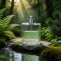 Flacon de parfum vide en verre artisanal de luxe, mini 80 ml, de haute qualité, forme rectangulaire, avec pulvérisateur et sérigraphie mate