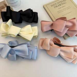 Pinza de Pelo Elegante de Gasa con Lazo de Hilo Jumbo de Color Sólido, Pinza de Plástico Grande con Cinta de Malla para Cola de Caballo para Mujer - Product Image 1