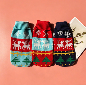 Suéter de Punto Transpirable con Estampado de Reno Navideño para Perros Pequeños, Abrigo de Invierno Cálido y Suave de Acrílico para Cachorros - Product Image 4