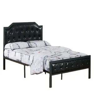 Tunggal Penuh Matel Besi Bunk Bingkai Removable Logam Lipat Tidur Hot Furniture Kamar Tidur Furniture Penjualan Tempat Tidur Kulit Hitam