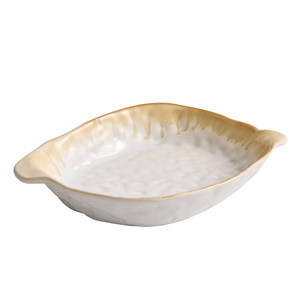 Plato de cerámica con doble asa, hecho a mano en el horno <span class=keywords><strong>Yuge</strong></span>, apto para microondas, con diseño sólido, para uso doméstico, té y comida occidental. - Product Image 5
