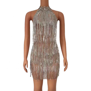 Nude Birthday Dress - Sexy Mesh Mini Party Wear