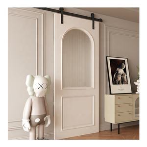 צרפתית צבועה חדר דלת חדר שירותים מלא עץ מלא דלת האסם הזזה דלת לבן תלוי מעקה - Product Image 4