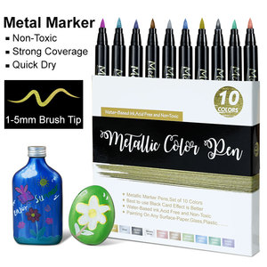 Vente chaude Métallique <span class=keywords><strong>Peinture</strong></span> Marqueurs Pinceau Pointe Art Permanent Métallique Encre Marqueur Stylos pour Rock <span class=keywords><strong>Peinture</strong></span> <span class=keywords><strong>Noir</strong></span> Papier Photo - Product Image 2