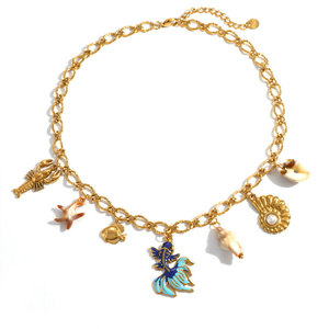 Colliers pendentifs mode hawaïenne d'été en acier inoxydable 316L, bijoux plaqués or PVD 14k 18k, collier poisson de mer pour femme - Product Image 5