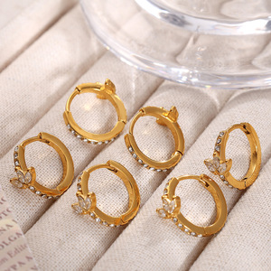 ต่างหูแบบหนีบ ชุบทอง ประดับเพชรซิร์คอนรูปดาว ดีไซน์เก๋สำหรับกระดูกอ่อนหู - Product Image 2