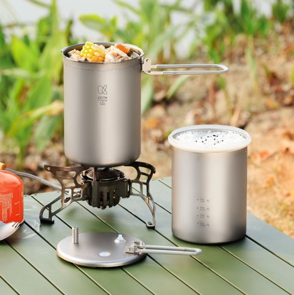 Keith Ti6302 Ultralight Pure Titanium Camping Mini Pressure Cooker