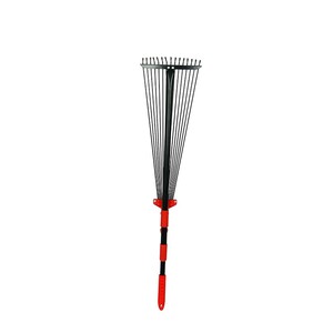 Râteau télescopique en acier à 15 dents pour feuilles et bois de jardin - Product Image 4