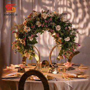SMOOTH Gold Iron Arch Shape Wedding Centerpiece Elegant <b>Artificial</b> <b>Flower</b> Stand for Event Table Party Decoration - Product Image 1