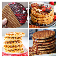 Machine automatique à gaufres et cornets de glace, gaufres belges et stroopwafels néerlandais, moteur pas à pas, haute capacité