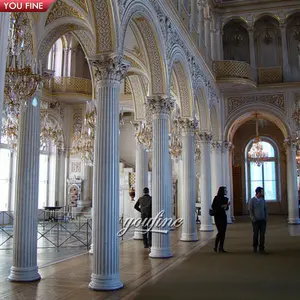 Columna de mármol grande para salón conmemorativo de museo, columna griega