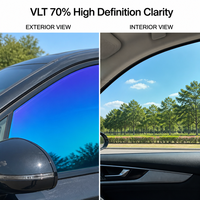 Film teinté caméléon pour vitres latérales et arrière, directement de l'usine, IRR65% + contrôle solaire UV99%, blocage UV, effet arc-en-ciel caméléon