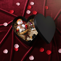 Coffret de 3 boîtes à fleurs en forme de cœur noir et or pour la Saint-Valentin, roses, fleurs préservées, cadeaux, emballage floral haut de gamme, organisateur