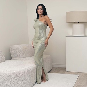 Vestido de Noche Elegante de Un Solo Hombro con Lentejuelas, Manga Larga, Falda Larga y Cintura Natural para Mujer - Product Image 2