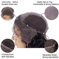 HL07 13x4 perruque Lace Front Wig Remy cheveux humains, 10A Grade longue femmes indiennes 10A 150% 12 pouces-28 pouces Body Wave Fo noir 1 pièce