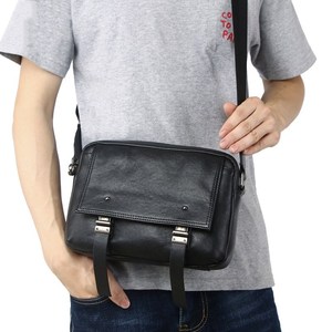 Men's Genuine Leather Crossbody <b>Bag</b> Solid Color Durable Everyday Use - Product Image 3