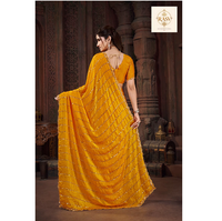 Eleganter Satin-Sari mit Perlenverzierung Weich Fallender Stoff Designer-Partykleidung für Hochzeitsfeiern