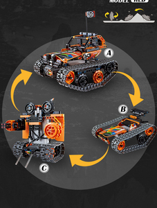 HOSHI RC汽车积木<span class=keywords><strong>3</strong></span> in1履带式特技汽车DIY组装RC机器人赛车砖块为儿童设置玩具 - Product Image 6