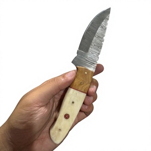 Couteau à lame fixe en acier Damas avec manche coloré, personnalisable pour la chasse, le camping et la survie - Product Image 2