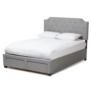 A buon mercato semplice e moderno all'ingrosso <span class=keywords><strong>di</strong></span> alta testa letto pneumatico <span class=keywords><strong>di</strong></span> immagazzinaggio grigio doppio tessuto letto con cassetto - Product Image 2