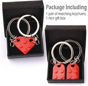 Llavero de Bloques de Construcción en Forma de Corazón, Ladrillo Acrílico, Set de 2 Piezas para Parejas, Rompecabezas DIY, Amuletos de Amor, Aniversarios de Novios - Product Image 3