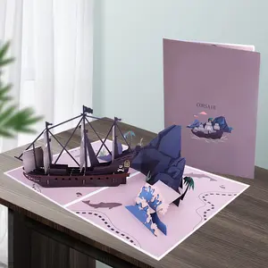 Winpsheng kartu Pop up perahu yang indah 3D seri olahraga Model kapal kartu ucapan