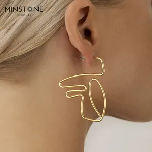 2022 Nieuwe Abstract Geometrische Wire Fun Verklaring Esthetische Kunst Voor Vrouwen Hoge Kwaliteit Earring Victorian Sieraden Memorial Sieraden