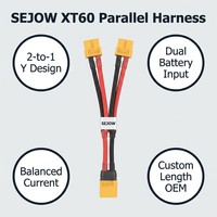 Câble en Y de balance parallèle XT60 pour double batterie, 12AWG, silicone, FPV RC LiPo, faisceau de câbles OEM personnalisé en vrac