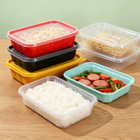 Boîte alimentaire rectangulaire noire, compatible micro-ondes, jetable, pour plats chauds à emporter