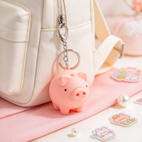 Gantungan Kunci LED Suara Babi Lucu, Senter Mini, Kartun PVC Ringan, Cetak Letterpress, Liontin Mini untuk Souvenir Promosi