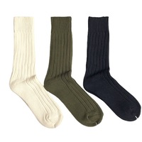 Chaussettes hautes en acrylique vert armée et noir, sur mesure, à double aiguille