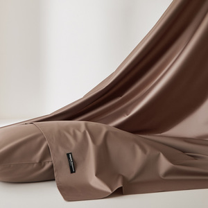 <span class=keywords><strong>Drap</strong></span> plat en coton longues fibres style Aman minimaliste, 300 fils, respirant, doux pour la peau, texture hôtelière haut de gamme pour chambre à coucher - Product Image 5