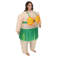 Robe de soirée gonflable de couleur unie, vêtements vert, Style hawaïen, tenue de danse Hula