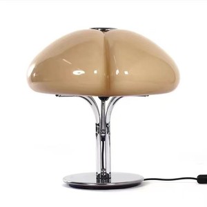 Lámpara de Escritorio con Forma de Hongo Naranja, Base para Bombilla LED E27, Soporte Cromado, Lámpara de Mesa para Dormitorio o Estudio - Product Image 5
