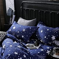 Parure de lit plate en microfibre douce à motif étoilé, housse de couette avec fermeture éclair et 2 taies d'oreiller