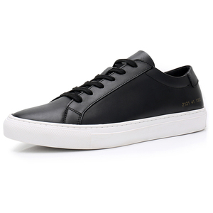 Zapatillas Personalizadas de Cuero Genuino <span class=keywords><strong>Blanco</strong></span> para Hombre, Zapatillas Casuales Personalizadas con Etiqueta Privada, Zapatillas de Cuero de Primera Calidad para Hombre <span class=keywords><strong>en</strong></span> Negro - Product Image 1