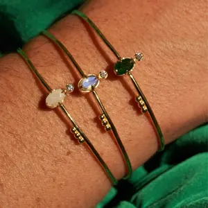 New arrival sterling silver bangle bracelets wholesale adjustable women gold plated natural oval rainbow moonstone bracelet