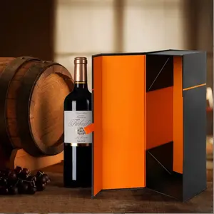 批发定制Logo折叠纸纸板包装葡萄酒磁性礼品盒定制豪华红酒可折叠葡萄酒礼品盒